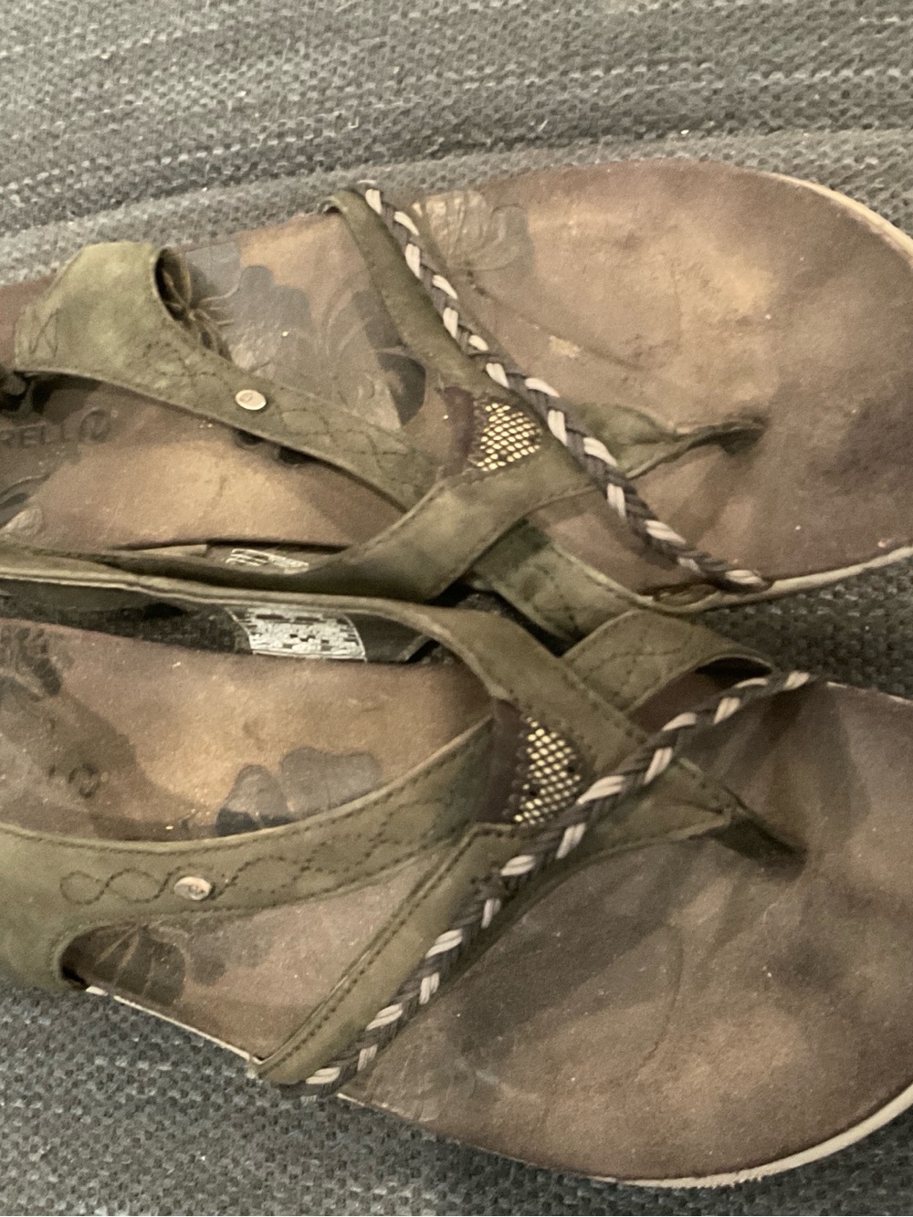 Merrell Olive Green Braided-Strap Women's Sandals